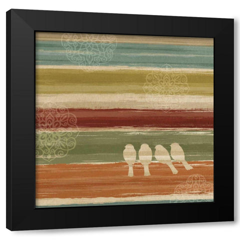 Mumbai Rainbow Birds III Black Modern Wood Framed Art Print with Double Matting by Daphne, Brissonnet