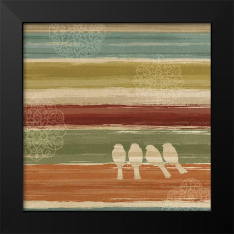 Mumbai Rainbow Birds III Black Modern Wood Framed Art Print by Daphne, Brissonnet