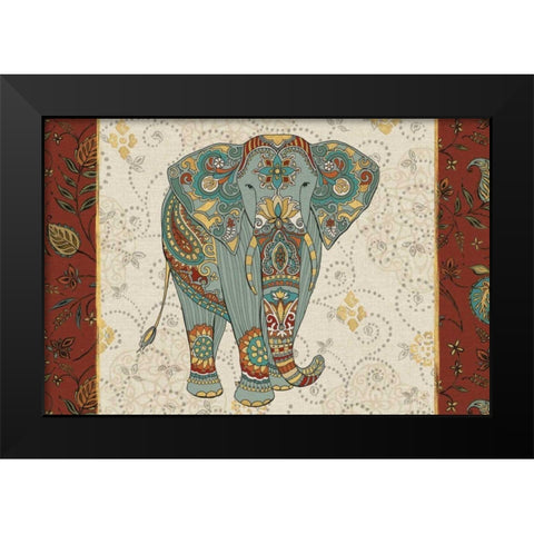 Elephant Caravan IA Black Modern Wood Framed Art Print by Daphne, Brissonnet