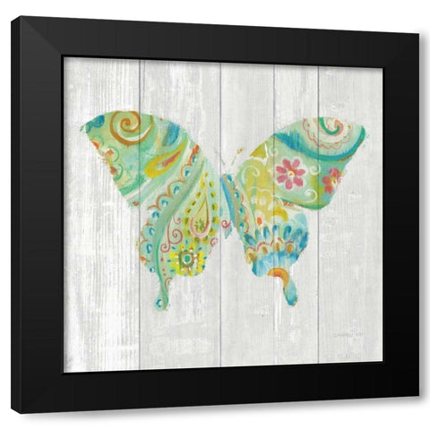 Spring Dream Paisley VIII Black Modern Wood Framed Art Print with Double Matting by Nai, Danhui