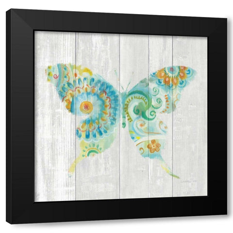 Spring Dream Paisley IX Black Modern Wood Framed Art Print with Double Matting by Nai, Danhui