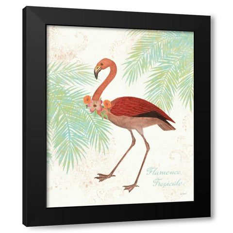 Flamingo Tropicale II Black Modern Wood Framed Art Print with Double Matting by Schlabach, Sue