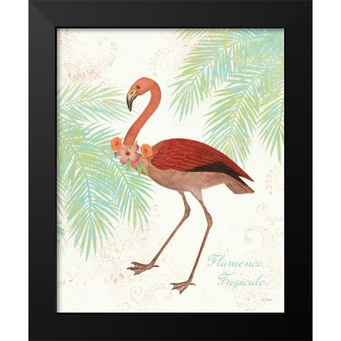 Flamingo Tropicale II Black Modern Wood Framed Art Print by Schlabach, Sue