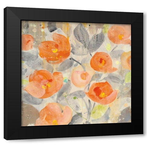 Poppy Garden I Black Modern Wood Framed Art Print with Double Matting by Hristova, Albena