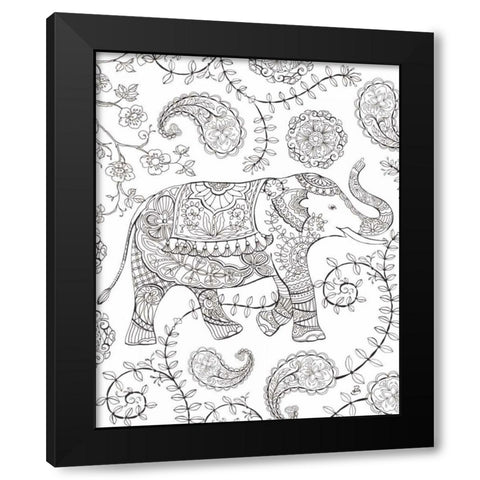 Color My World Elephant III crop Black Modern Wood Framed Art Print by Daphne, Brissonnet