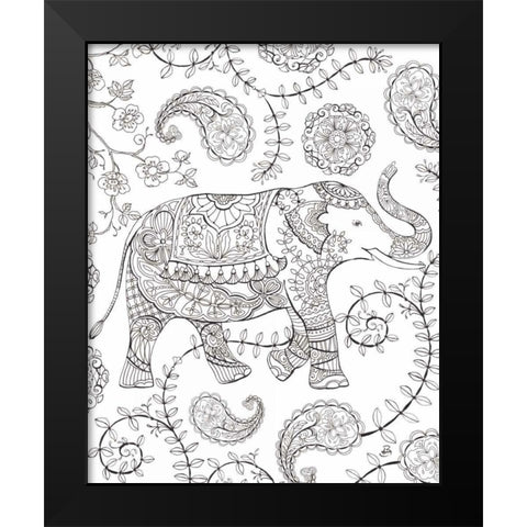 Color My World Elephant III crop Black Modern Wood Framed Art Print by Daphne, Brissonnet