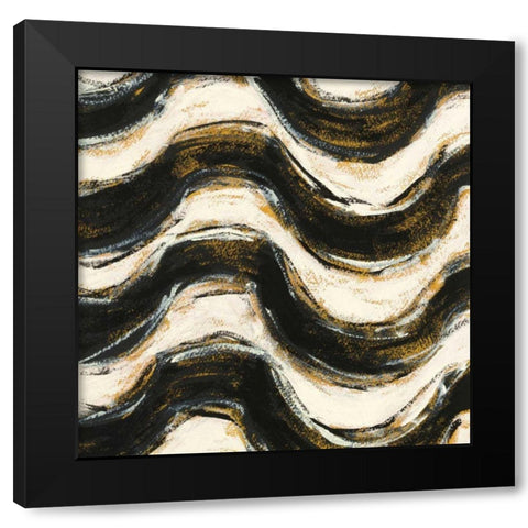 Black and Gold Geometric V Crop Black Modern Wood Framed Art Print by Novak, Shirley