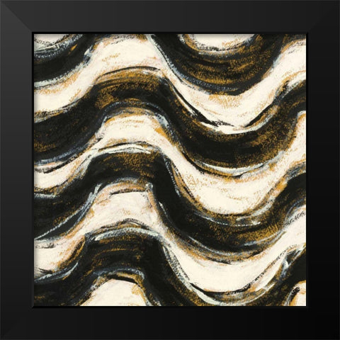 Black and Gold Geometric V Crop Black Modern Wood Framed Art Print by Novak, Shirley
