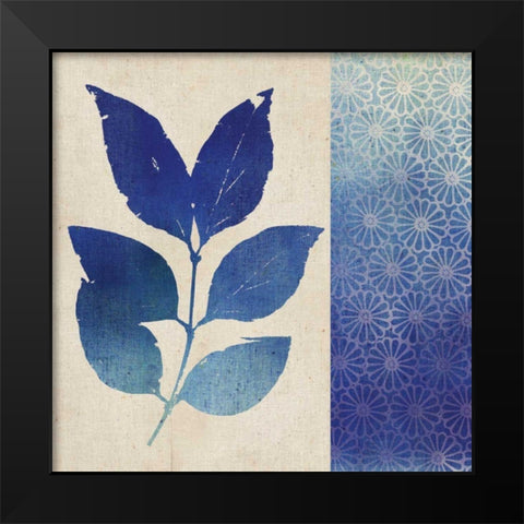 Indigo Leaves I Black Modern Wood Framed Art Print by Studio Mousseau