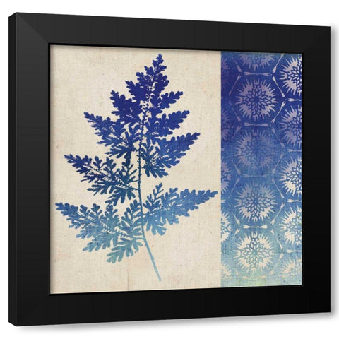 Indigo Leaves III Black Modern Wood Framed Art Print with Double Matting by Studio Mousseau
