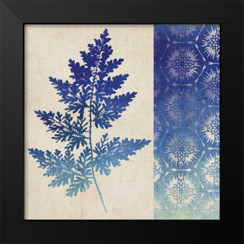 Indigo Leaves III Black Modern Wood Framed Art Print by Studio Mousseau
