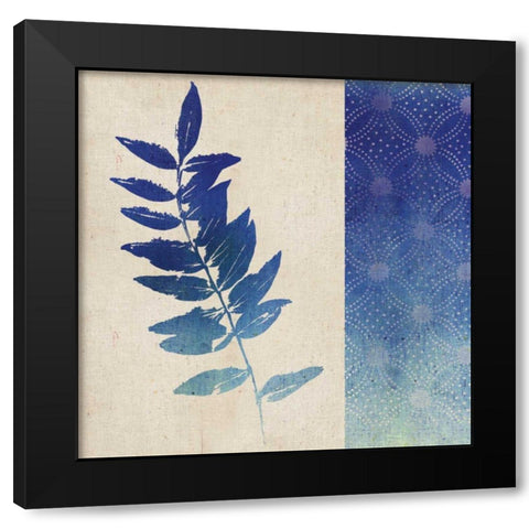 Indigo Leaves IV Black Modern Wood Framed Art Print with Double Matting by Studio Mousseau