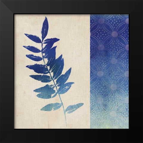 Indigo Leaves IV Black Modern Wood Framed Art Print by Studio Mousseau