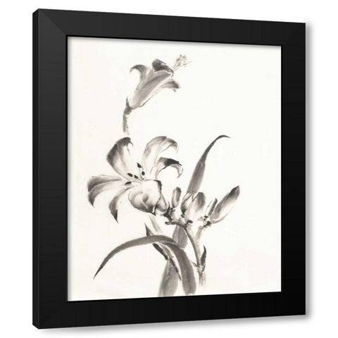 Sumi Daylily II Black Modern Wood Framed Art Print by Paschke, Chris