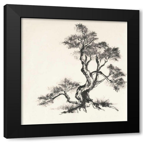 Sumi Tree I Black Modern Wood Framed Art Print with Double Matting by Paschke, Chris