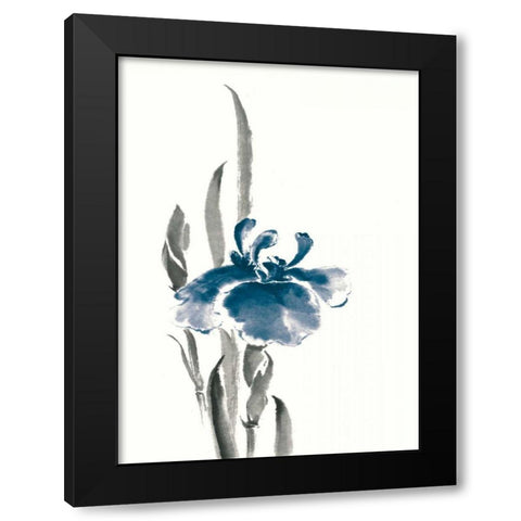Japanese Iris II Crop Indigo Black Modern Wood Framed Art Print with Double Matting by Paschke, Chris