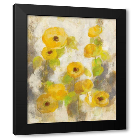 Floating Yellow Flowers II Black Modern Wood Framed Art Print by Vassileva, Silvia