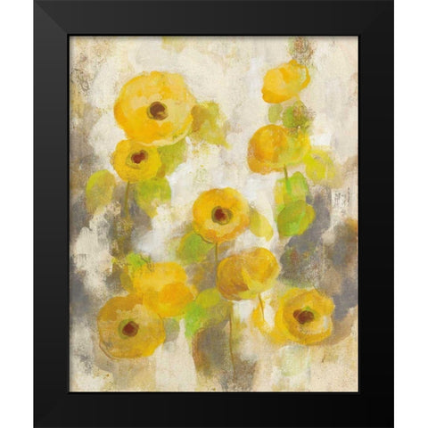 Floating Yellow Flowers II Black Modern Wood Framed Art Print by Vassileva, Silvia