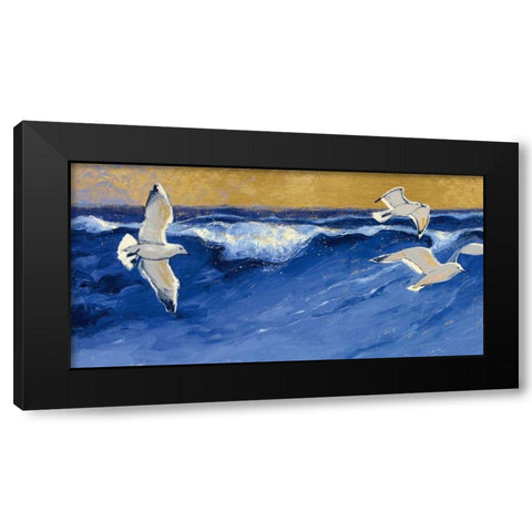 Seagulls with Gold Sky Crop Black Modern Wood Framed Art Print with Double Matting by Novak, Shirley