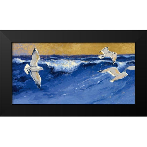 Seagulls with Gold Sky Crop Black Modern Wood Framed Art Print by Novak, Shirley