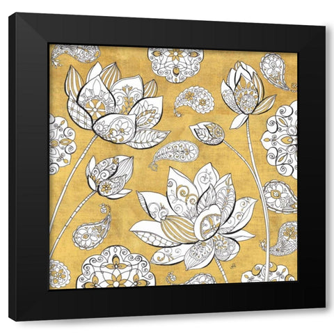 Color My World Lotus I Gold Black Modern Wood Framed Art Print by Brissonnet, Daphne