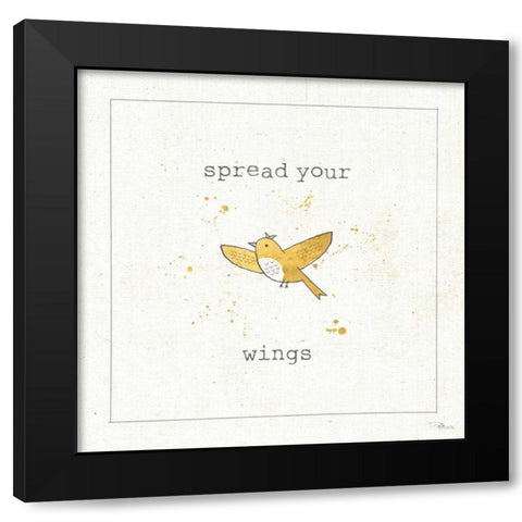 Lil Tweeties II Black Modern Wood Framed Art Print with Double Matting by Pela Studio