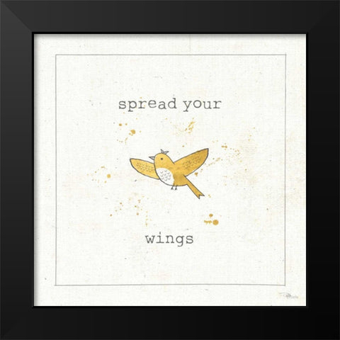 Lil Tweeties II Black Modern Wood Framed Art Print by Pela Studio