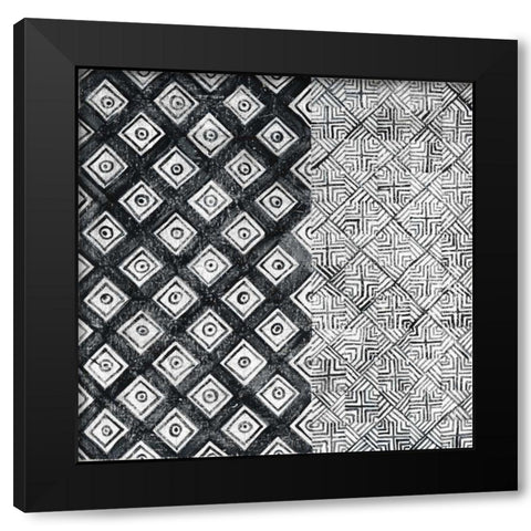 Maki Tile II BW Black Modern Wood Framed Art Print with Double Matting by Lovell, Kathrine