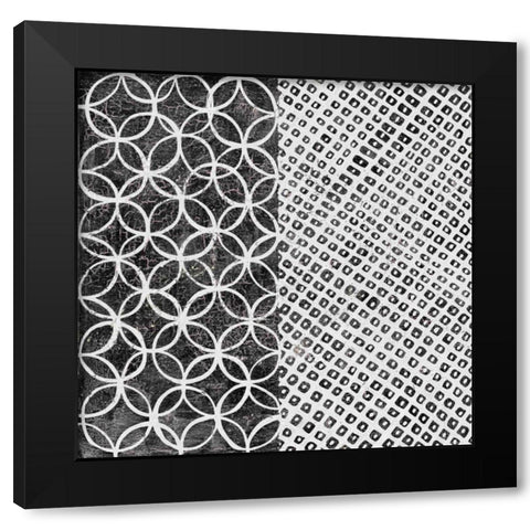 Maki Tile III BW Black Modern Wood Framed Art Print with Double Matting by Lovell, Kathrine