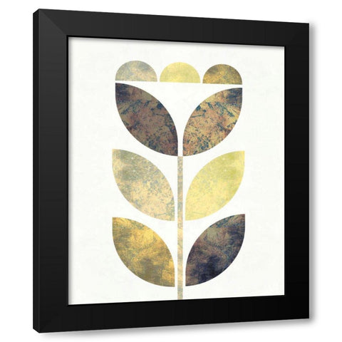 Golden Flower I Black Modern Wood Framed Art Print by Mullan, Michael