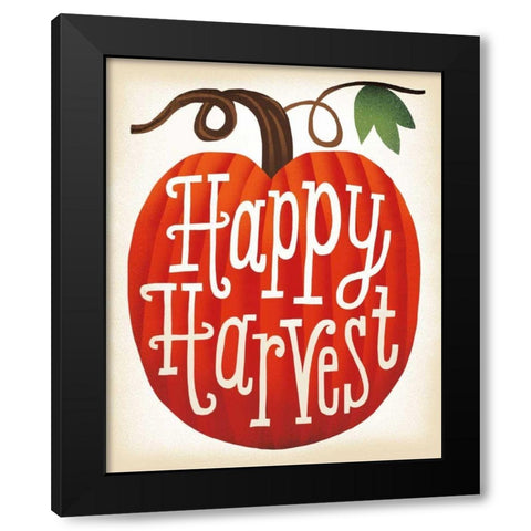 Harvest Time Happy Harvest Pumpkins Black Modern Wood Framed Art Print by Mullan, Michael