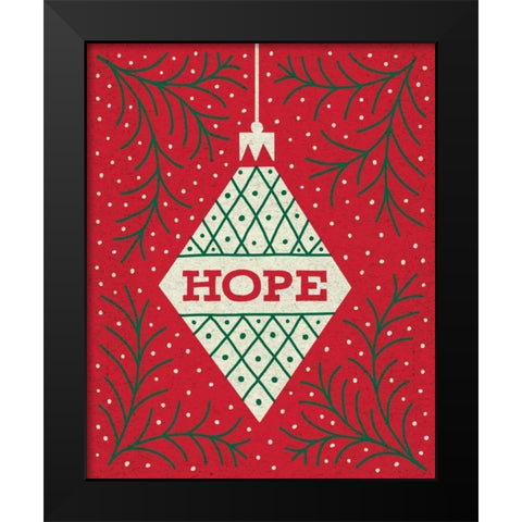 Jolly Holiday Ornaments Hope Black Modern Wood Framed Art Print by Mullan, Michael
