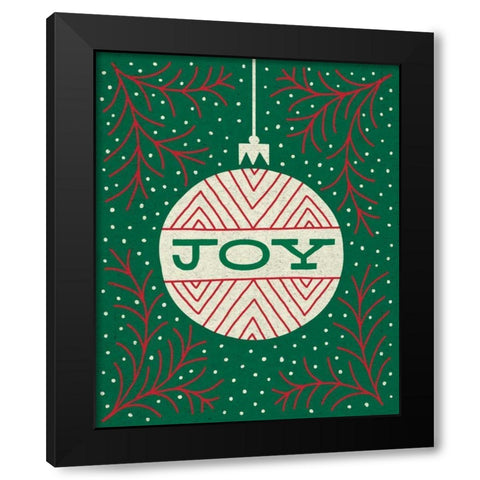 Jolly Holiday Ornaments Joy Black Modern Wood Framed Art Print by Mullan, Michael