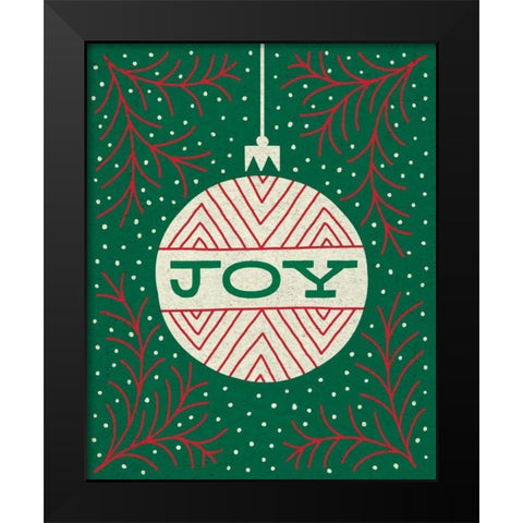 Jolly Holiday Ornaments Joy Black Modern Wood Framed Art Print by Mullan, Michael