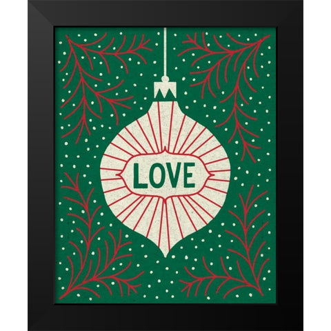 Jolly Holiday Ornaments Love Black Modern Wood Framed Art Print by Mullan, Michael