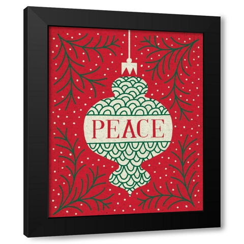Jolly Holiday Ornaments Peace Black Modern Wood Framed Art Print with Double Matting by Mullan, Michael