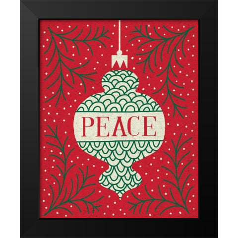 Jolly Holiday Ornaments Peace Black Modern Wood Framed Art Print by Mullan, Michael