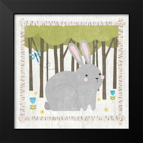 Woodland Hideaway Bunny Black Modern Wood Framed Art Print by Hershey, Moira