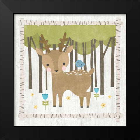 Woodland Hideaway Deer Black Modern Wood Framed Art Print by Hershey, Moira