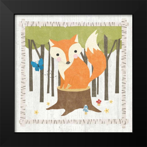 Woodland Hideaway Fox Black Modern Wood Framed Art Print by Hershey, Moira