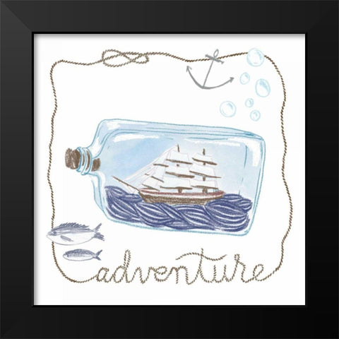 Ship in a Bottle Adventure Black Modern Wood Framed Art Print by Zieve Miller, Sara