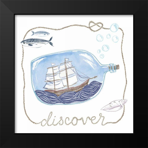 Ship in a Bottle Discover Black Modern Wood Framed Art Print by Zieve Miller, Sara