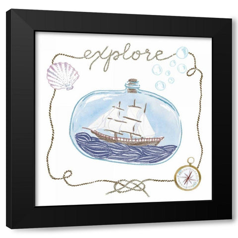 Ship in a Bottle Explore Black Modern Wood Framed Art Print with Double Matting by Zieve Miller, Sara