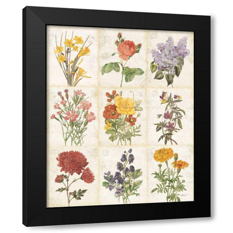 Flowers of the Month 9 Patch Black Modern Wood Framed Art Print with Double Matting by Pertiet, Katie