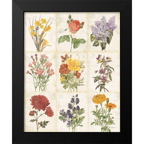 Flowers of the Month 9 Patch Black Modern Wood Framed Art Print by Pertiet, Katie