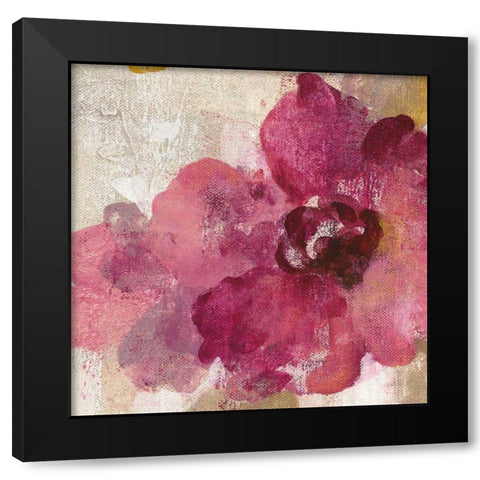 Elegant Fresco Floral Gold Flower I Black Modern Wood Framed Art Print with Double Matting by Vassileva, Silvia