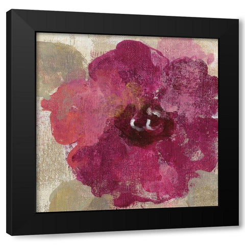Elegant Fresco Floral Gold Flower III Black Modern Wood Framed Art Print by Vassileva, Silvia