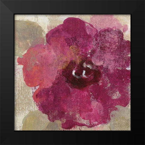 Elegant Fresco Floral Gold Flower III Black Modern Wood Framed Art Print by Vassileva, Silvia