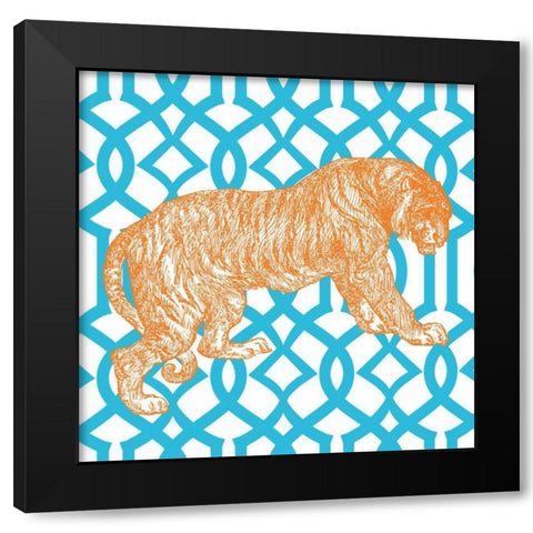 Bright Menagerie Tiger Black Modern Wood Framed Art Print with Double Matting by Wild Apple Portfolio