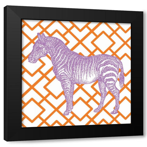 Bright Menagerie Zebra Black Modern Wood Framed Art Print with Double Matting by Wild Apple Portfolio
